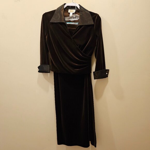 Women's Talbots Petites‎ Velvet Skirt Suit Set Brown Iridescent Size 6 - Picture 1 of 15